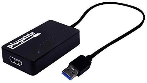 Plugable USB 3.0 to HDMI 4K UHD Video Graphics Adapter for Multiple Monitors up to 3840x2160 Supports Windows 10, 8.1, 7, and Mac 10.14+