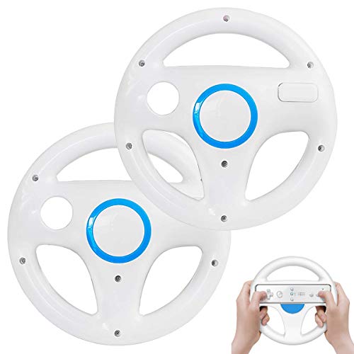 Wii steering wheel for Wii Mario Kart Racing Wheel for Nintendo Wii U Remote Controller white colors -2 PACK